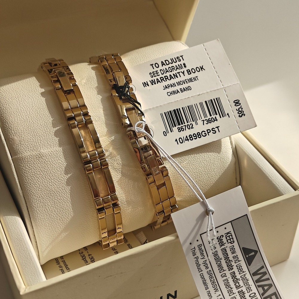 Anne Klein Womens Gold Tone Rectangular Slim Watch Bracelet White Set NEW in Box - Picture 4 of 6